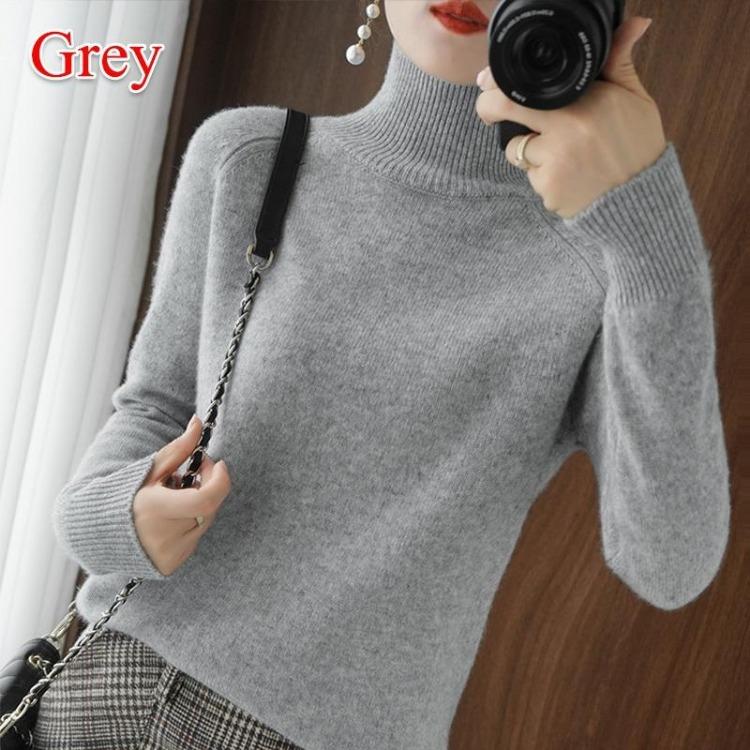 Womens Pure Cashmere Wool High Neck Knit Sweater Pullover Autumn Winter Ladies Turtleneck Pull Femme Warm Soft Casual