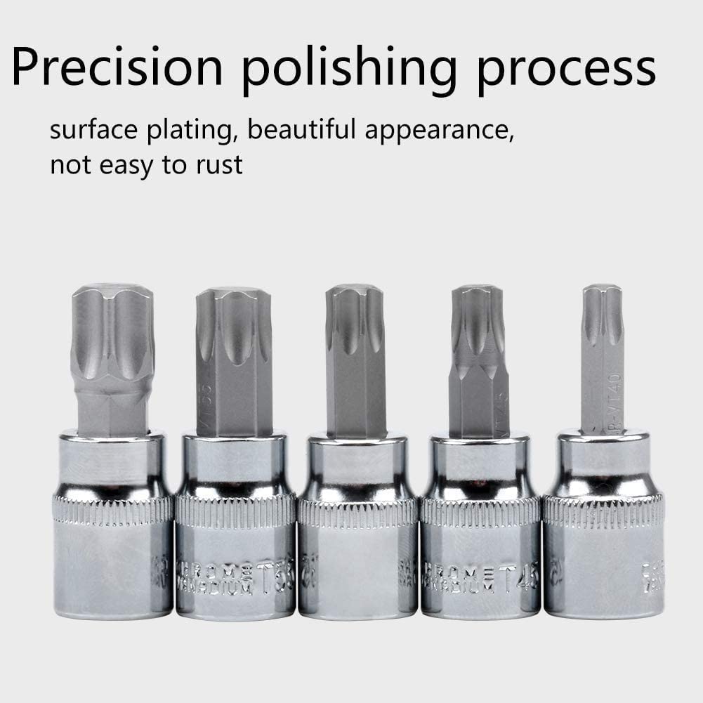 13pcs Torx Bit Socket Set, CRV Sockets, S2 Steel Bits, 1/4-inch (T8-T30), 3/8-inch (T40-T60) & 1/2-inch (T70) Drive, with Case