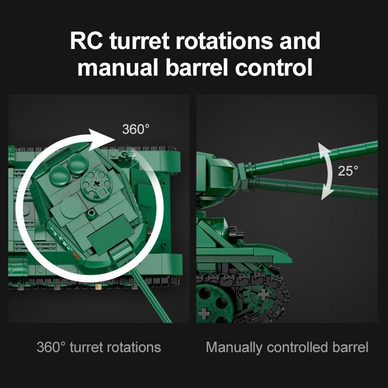 Cada 727 Stücke WW2 Fernbedienung Militär T34 Medium Tank Bausteine Kompatibel Stadt Technische RC Armee Waffe Ziegel Spielzeug Junge