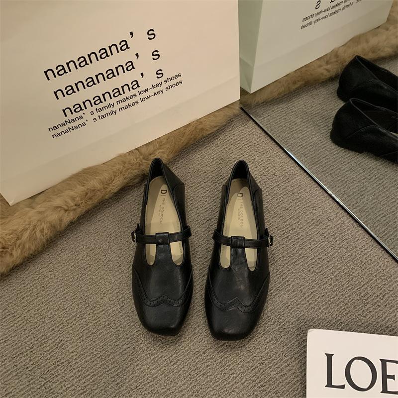 

Guttega French single shoes women s flat 2025 autumn new versatile small leather shoes with skirts retro Mary Jane shoes 39 чёрный
