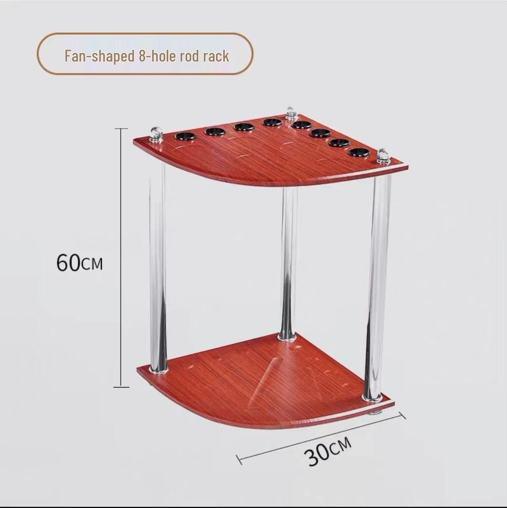 Floor-standing Multi-Purpose Rack for Pool Cues, Table Tennis Paddles, and Fishing Rods