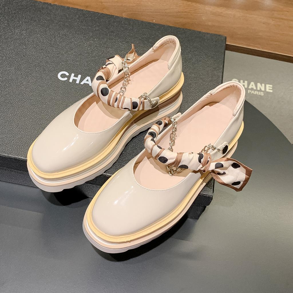Niche Light Luxury 2025 Women's Shoes High-heeled Soft Leather Foreign Trade Retro Single Shoes Low-top Thick-soled Wedge Heel Single Leather