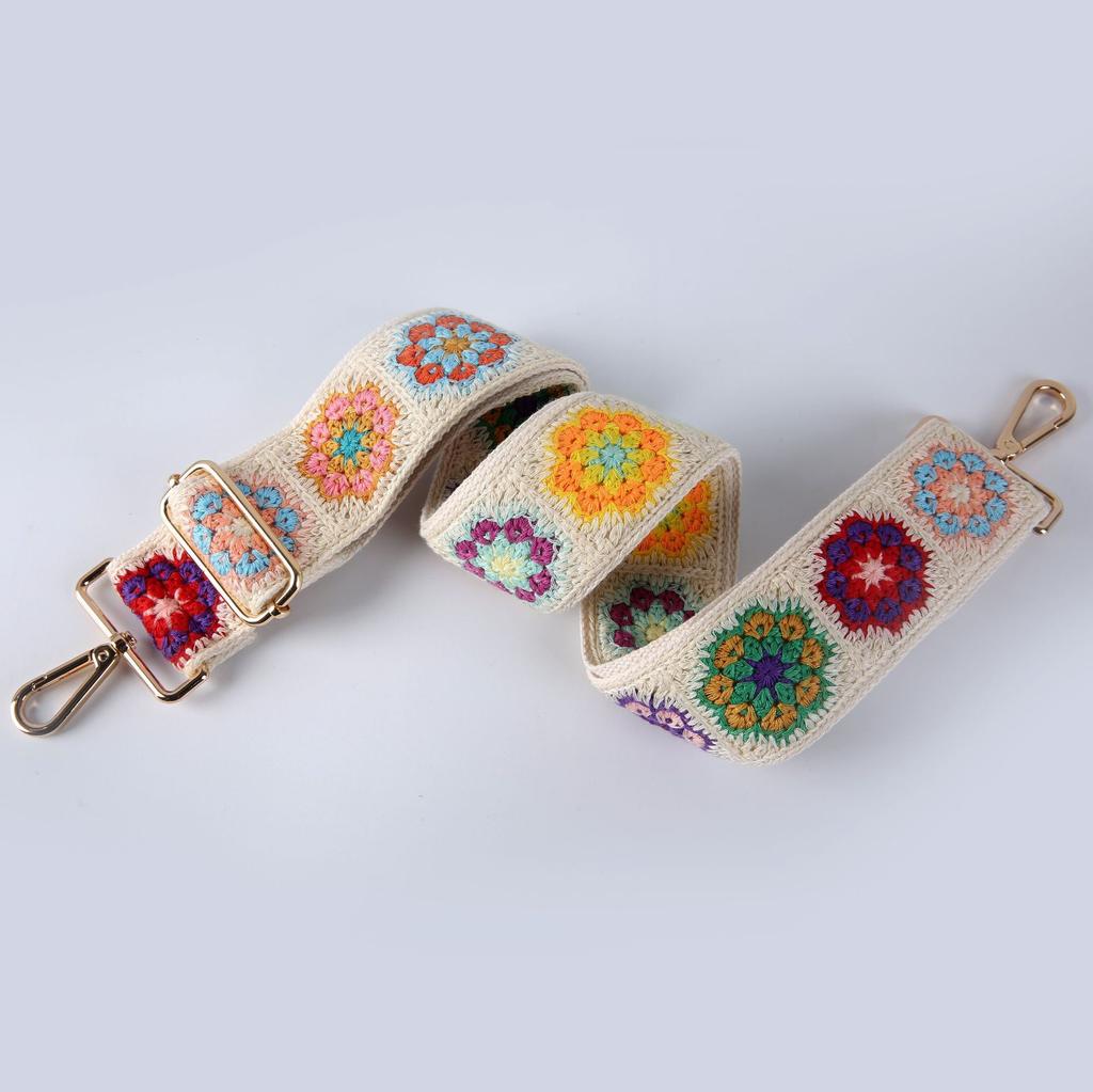 New Versatile Women's Bag Strap Bohemian Embroidered Webbing Crossbody Strap Adjustable Length Single Shoulder Strap Accessories
