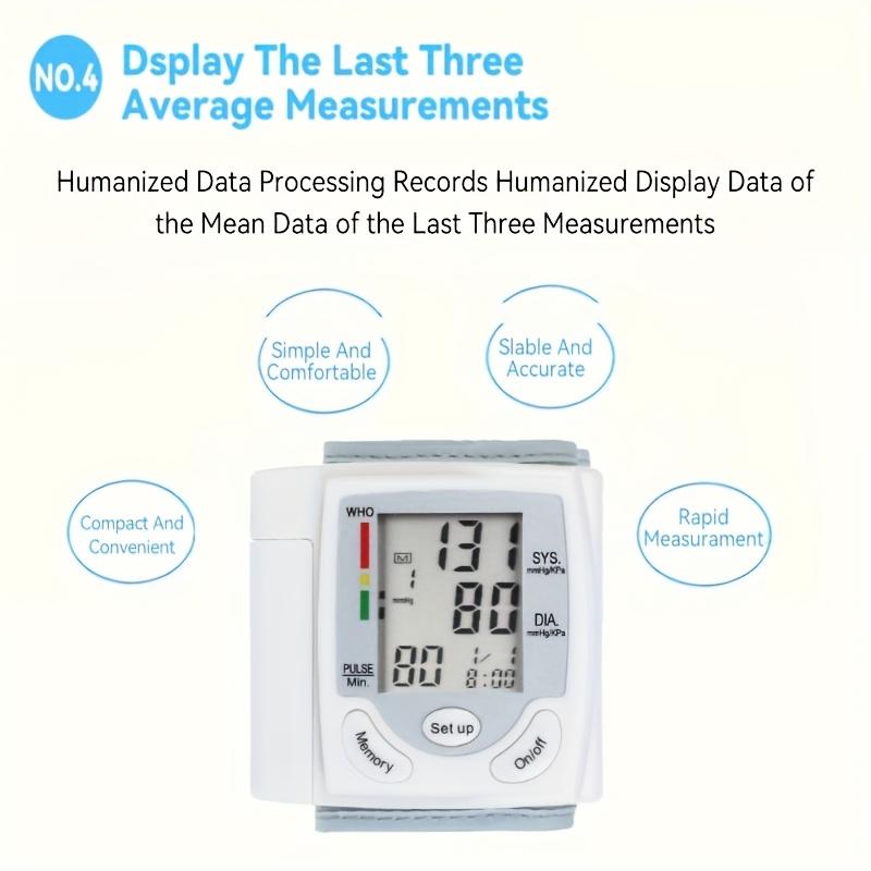 Monitor de Presión Arterial de Muñeca Automático con Pantalla LCD Grande - Brazalete Ajustable, Detección de Frecuencia de Pulso, Alerta de Latido Irregular