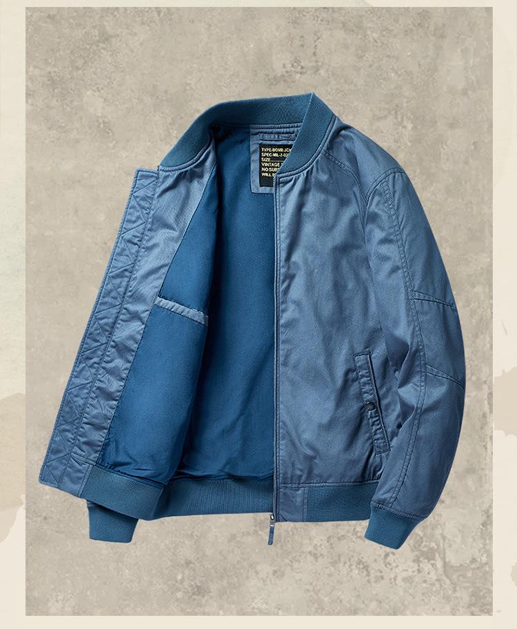 Men's Spring/Autumn Pilot Jacket - Pure Cotton American Baseball Style, Thin and Short.