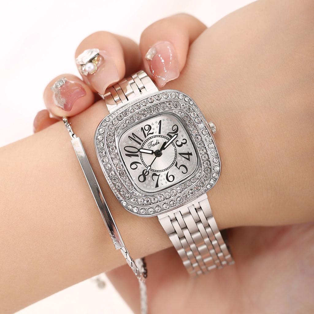 Modern Ladies Jewelry Watch With Alloy Band And Crystal Embellishments For Formal Wear