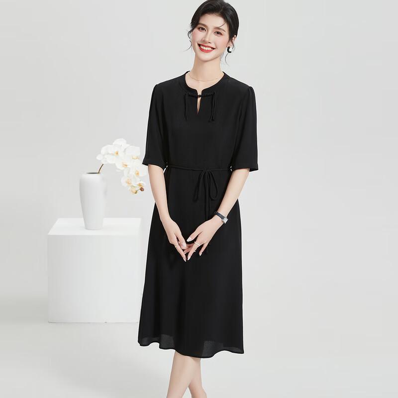 

Jin Ju 100% Шелковое платье-миди в китайском стиле L