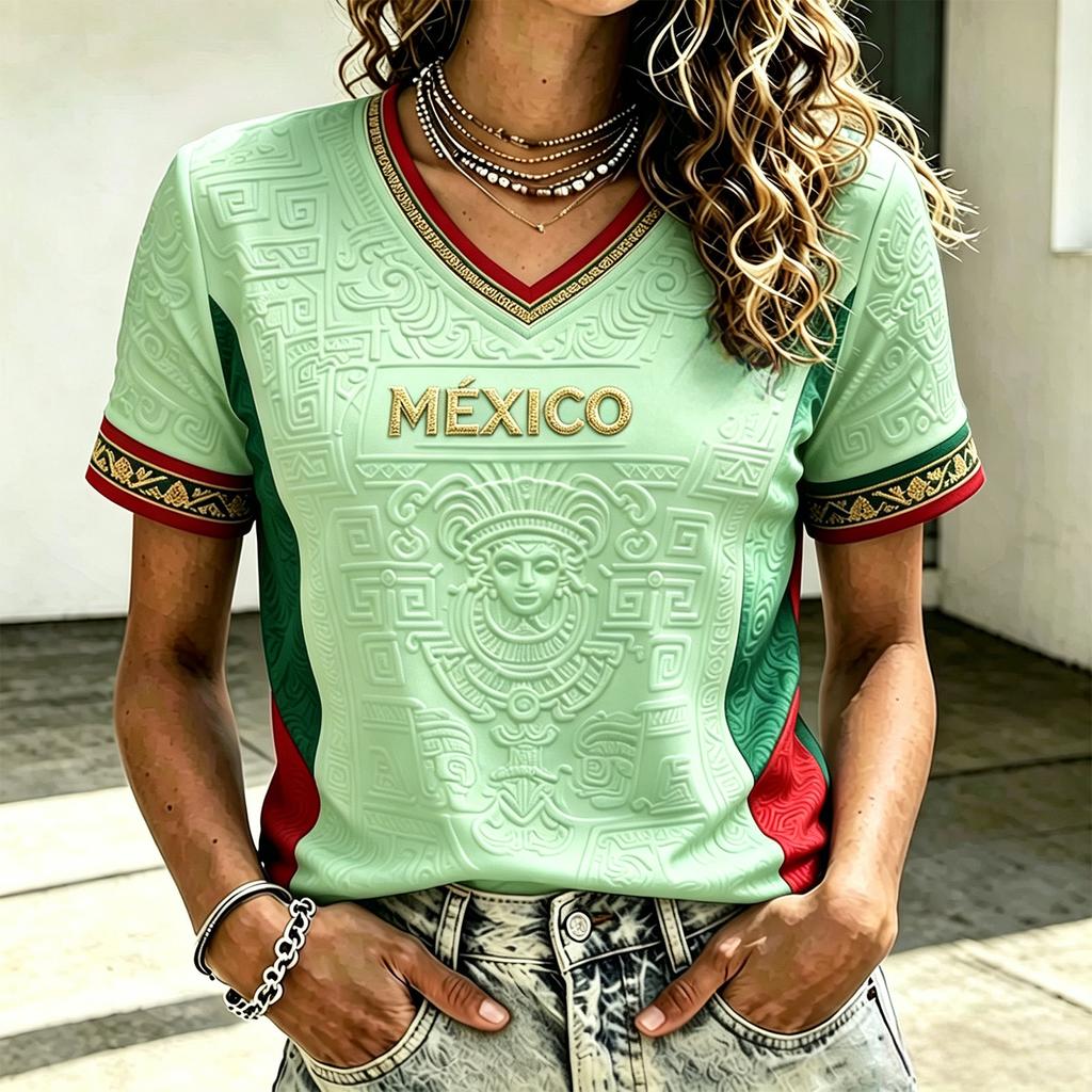 Women's Fashion Casual V-Neck Soccer Top for Everyday Wear