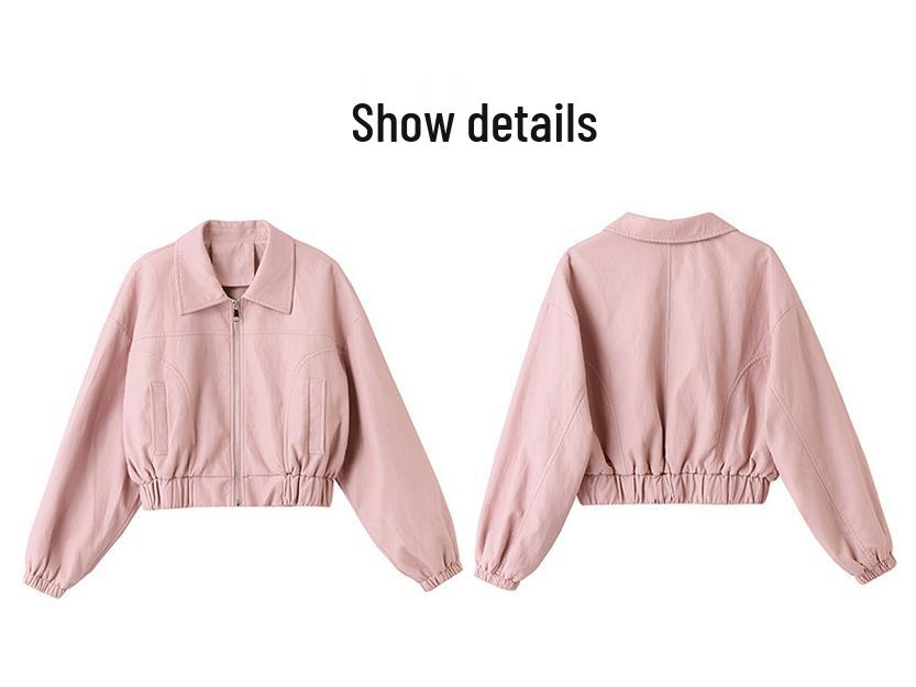 Women's Short Leather Jacket - 2024 Spring/Autumn Collection, Elegant Small Fragrance Style, Advanced Temperament, ZH1162.