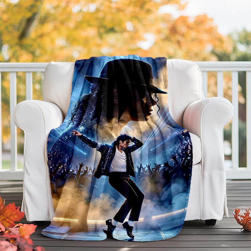 1pc Michael Jackson Theme Blanket - Digital Print, Polyester, Cozy for All Seasons, Perfect for Outdoor, and Travel
