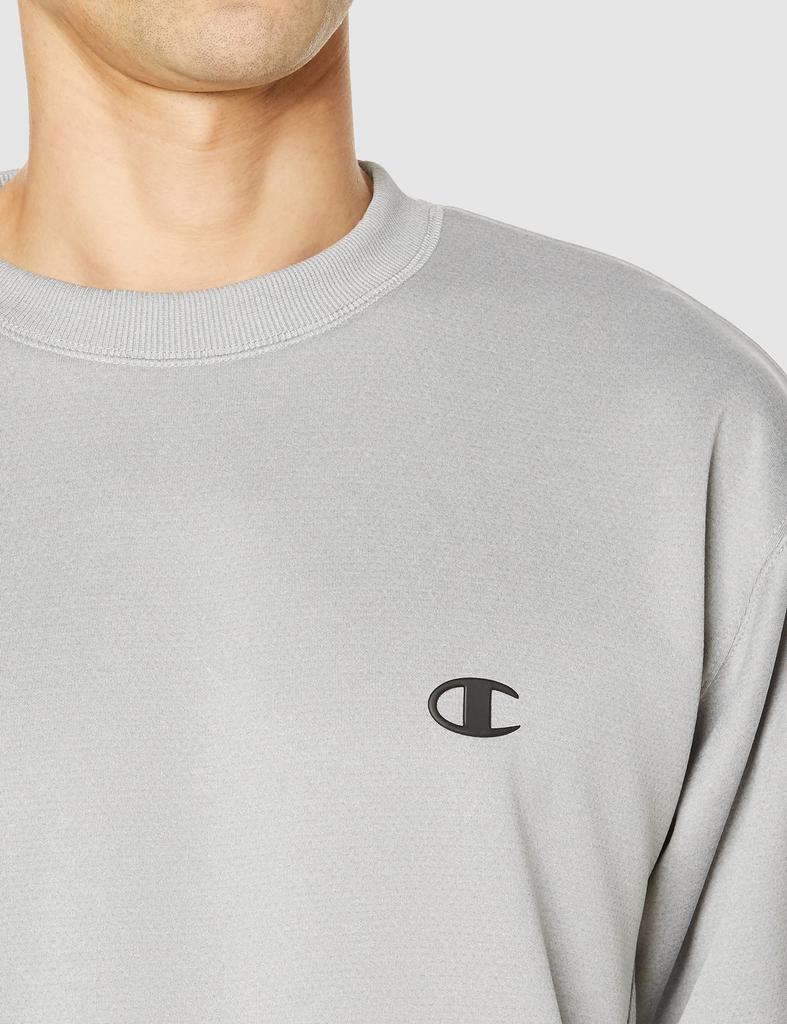 Champion Techweave 3LS Crew Neck Sweatshirt with Sports Oxford Size M One-Point Logo, Men's Athleisure, C3-US002, Gray,