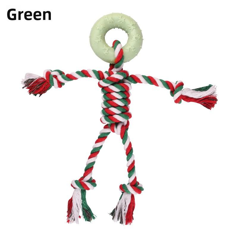 

New Pet Cotton Rope Toy Halloween Teething, Biting and Boring Dog Toy Herringbone Puppy Ring Christmas Set зелёный