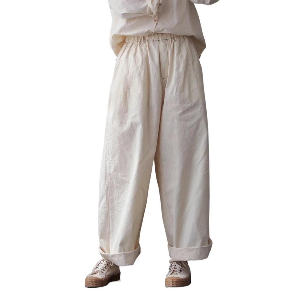 Women's Three-Season Retro Elastic Waist Wide-Leg Pants - Simple and Stylish In Raw Embryo Color