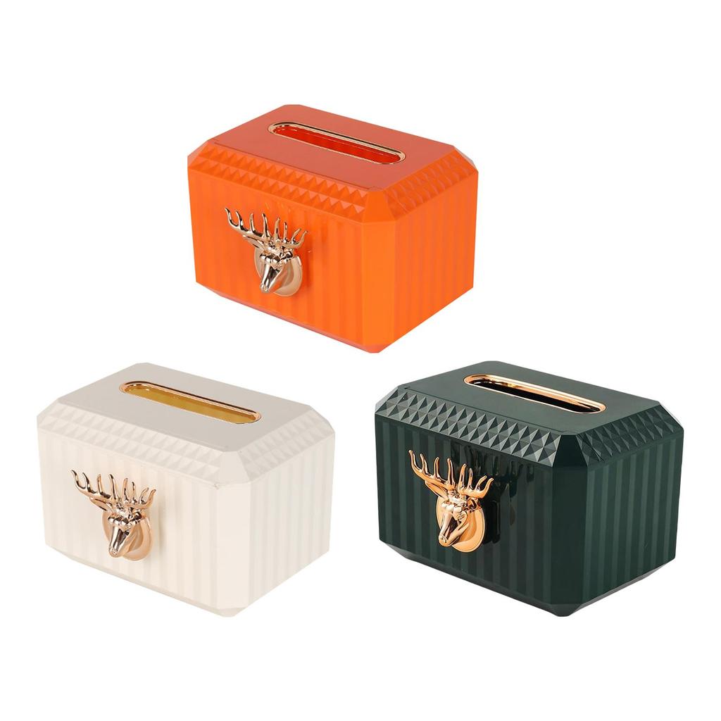 Creative Facial Tissue Box Cover Decor Deer Head Figurine Rectangular Napkin