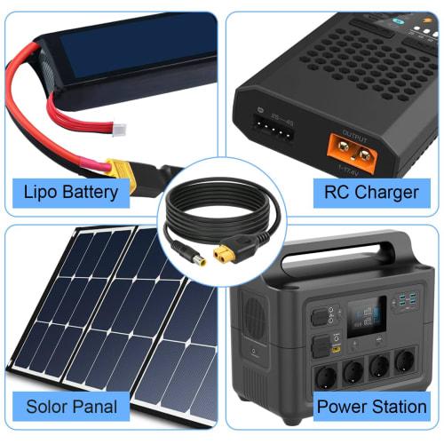 Xiatiaosann XT60 Cable, Solar Power Cable, DC8mm DC7909 to XT60 Female Cable for RC Lipo Battery Portable Power Station, DC 7.9mm x 0.9mm to XT60 14AW