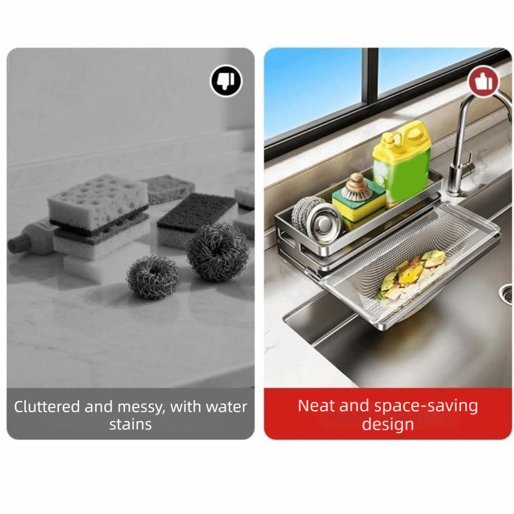 Large Capacity Self-Draining Sink Shelf Moisture-proof Soap Sponge Holder Bathroom