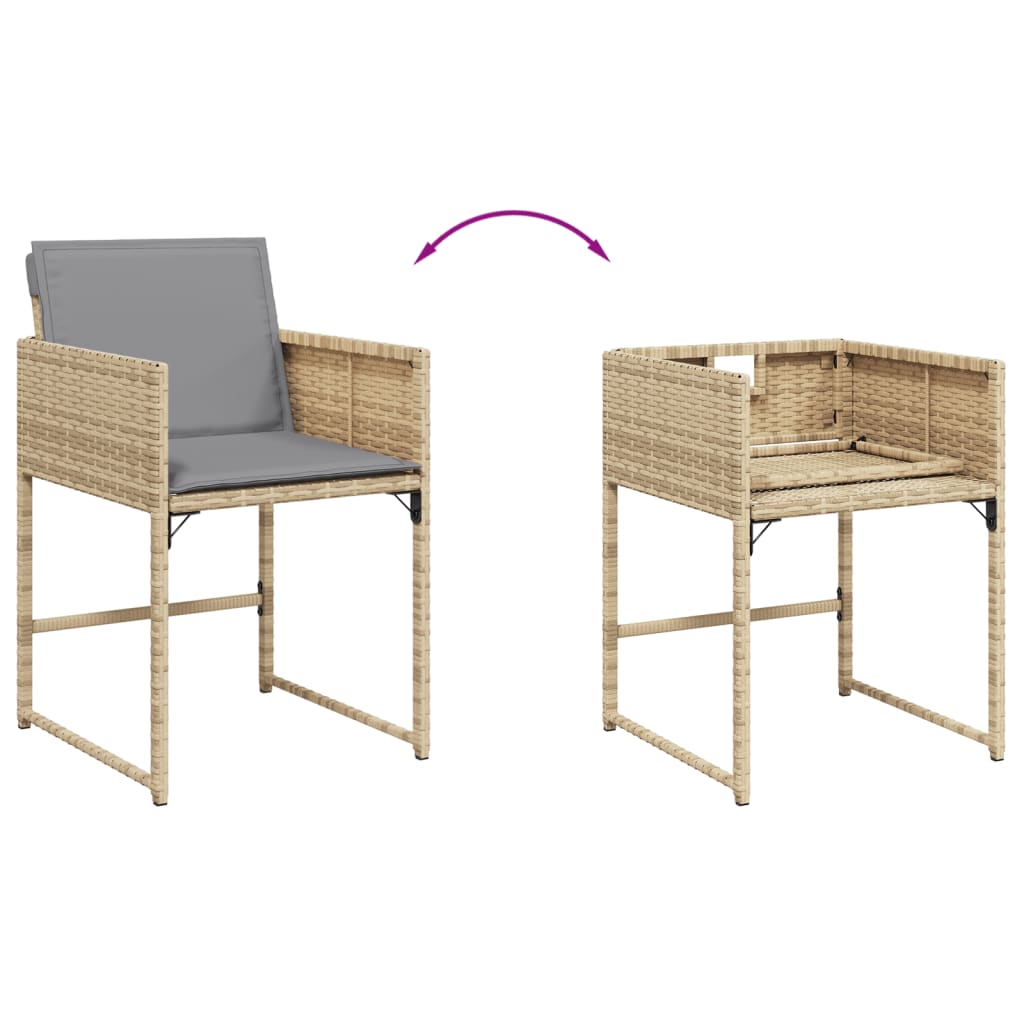 Vidaxl 13-Cz Garden Furniture Set, Cushions, Mixed Beige, Rattan Pe