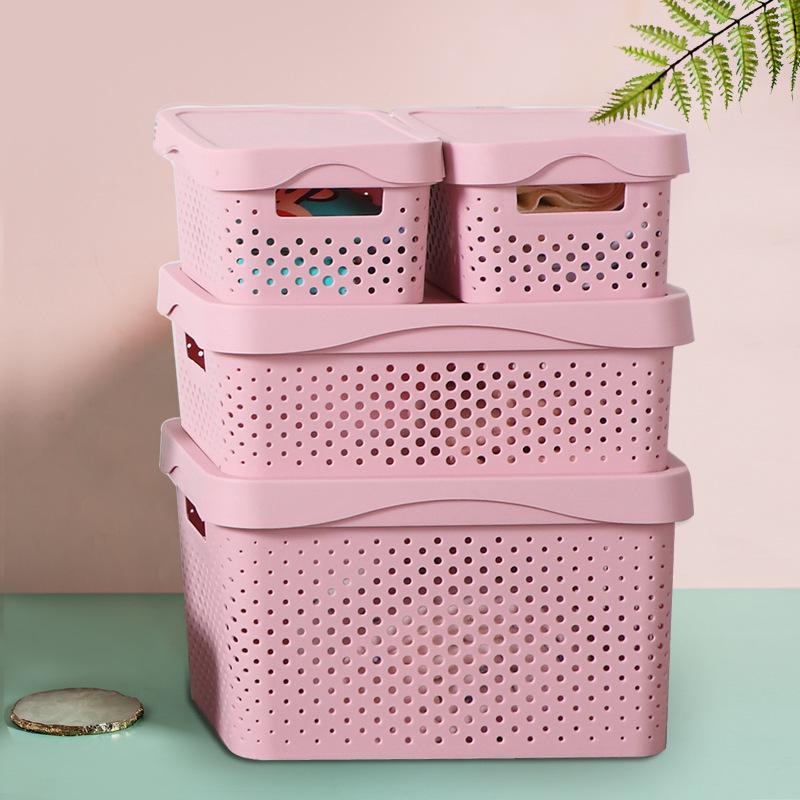 Nordic Storage Basket with Lid & Handle - Organize Toys, Snacks & Bathroom Essentials