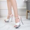Woman Transparent Super High Heel Summer Female Waterproof Fish Mouth Shoes Fairy Thin Heel Sandals 15cm heel 5cm Platform LFD