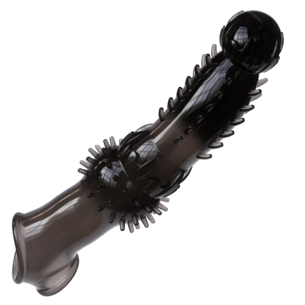 Penis Extend Sleeve with Vibrator Reusable Condoms Dildo Dick Enhancer Delay Ejaculation Cock Rings Sex Toys for Men