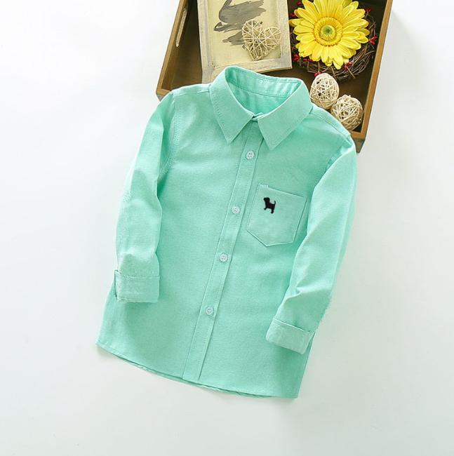 Roztomilá výšivka štěněte bílá košile dětská bílá košile vystoupení oblečení střední děti bílá košile jaro podzim košile s dlouhým rukávem