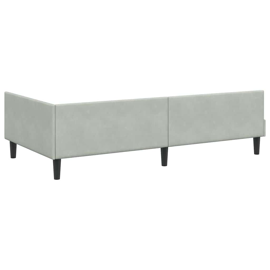 Corner Bed Frame with Headboard Light Grey 90 Cm X 190 Cm Velvet