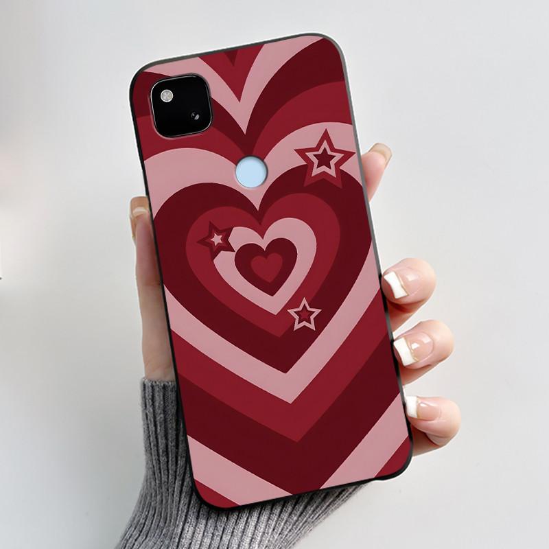 For Google Pixel 4a 4G Case Luxury Cute Love Rabbit Funny Soft Black Matte TPU Silicone Back Protective Cover Slim Thin Casing