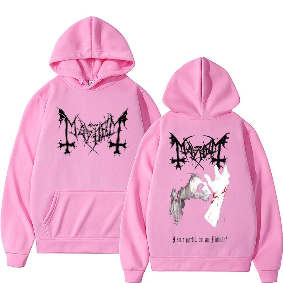 Death Black Metal Mayhem Print Hoodie Women Vintage Casual Hooded Tracksuit Male Fashion Gothic Rock Oversized
