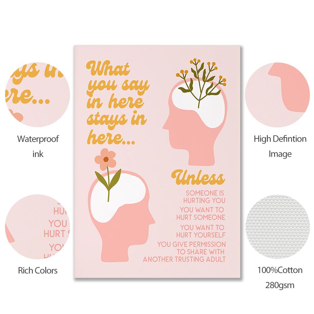 Mental Health Quote Propaganda Poster Print Therapist Office Wall Art Decor Pink Girl Mental Pyramid Canvas Painting Room Home