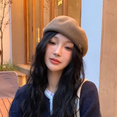Women Vintage Beret Bear Painter Beanie Hat Newsboy Cap Korean Retro Aesthetic Preppy Cute Y2K Grunge Fairy Academia Hat