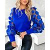 Autumn Long-sleeved Fashionable Round-neck Petal-sleeve Blouse for Women