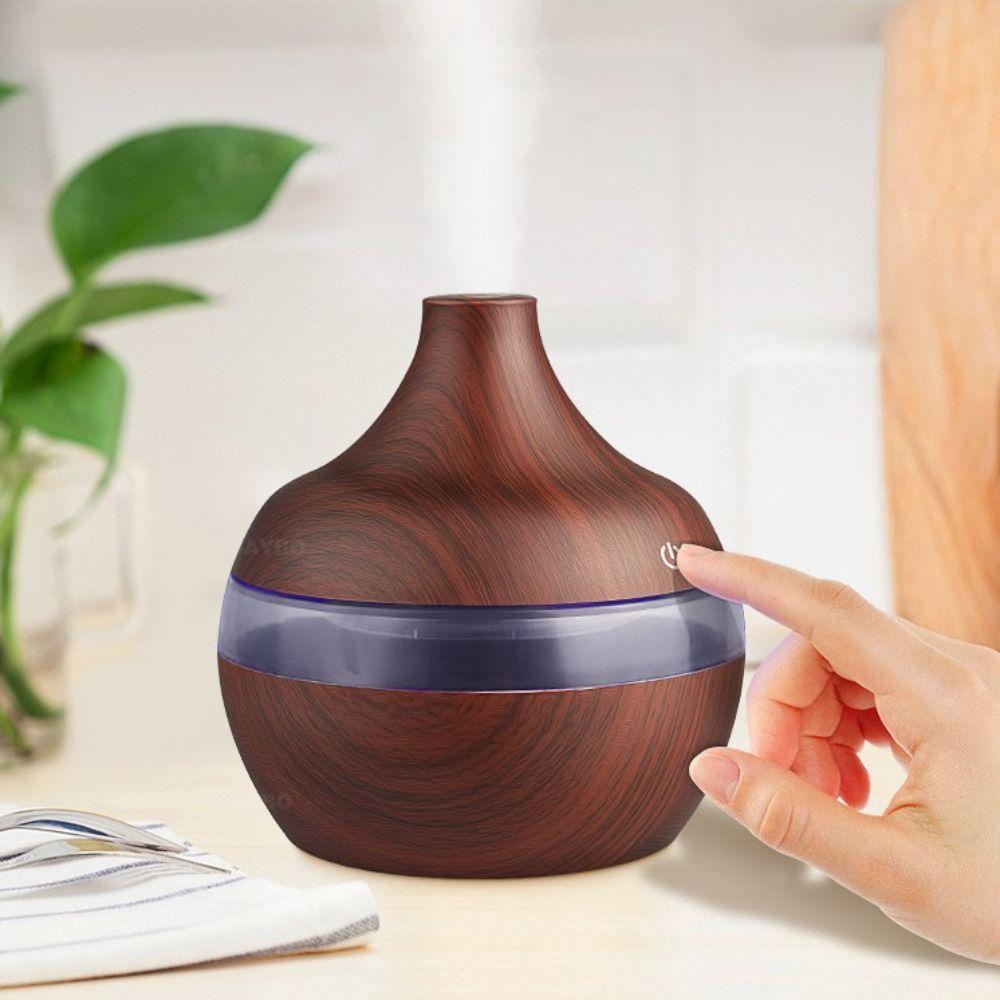 300ML Aroma Oil Diffuser Wood Grain Aromatherapy Machine Household Air Humidifier Desktop