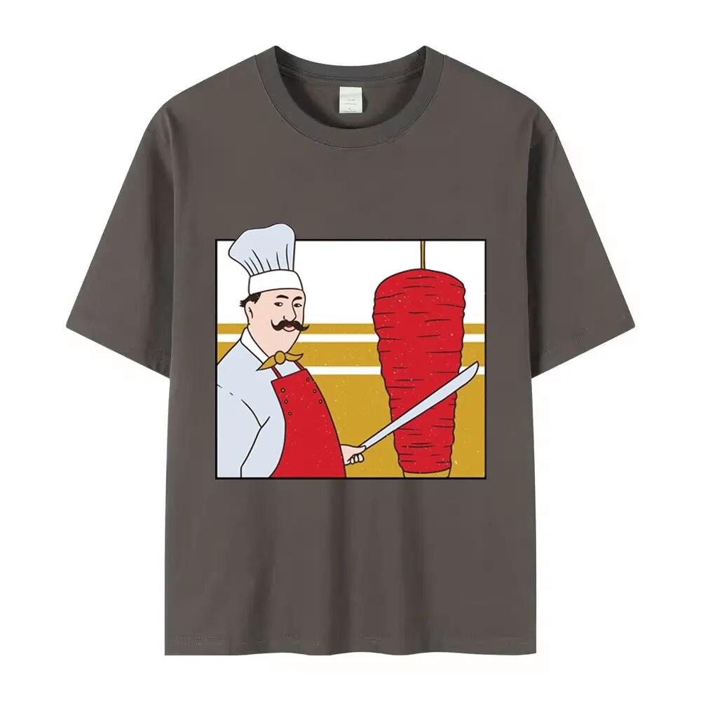 Hot Sale Funny Doner Kebab Print T Shirt Unisex Street Fashion Oversized T Shirt Unisex Women Hip Hop Harajuku Pure Cotton T-shirts