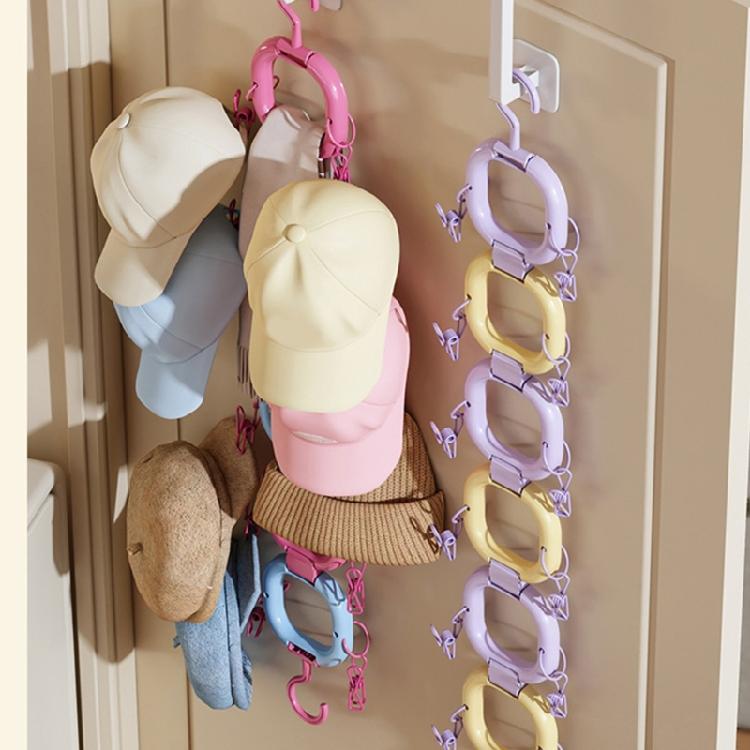 Plastic Closet Door Organizer Wall Mounted Hat Rack Space Efficient Baseball Caps Storage Solution for Bedroom Entryway
