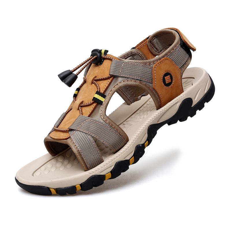 Vyriški basutės juodos odos Gladiator sandalai lauko lauko vasariniai romėniški sandalai chaki spalvos paplūdimio batai didesnio dydžio