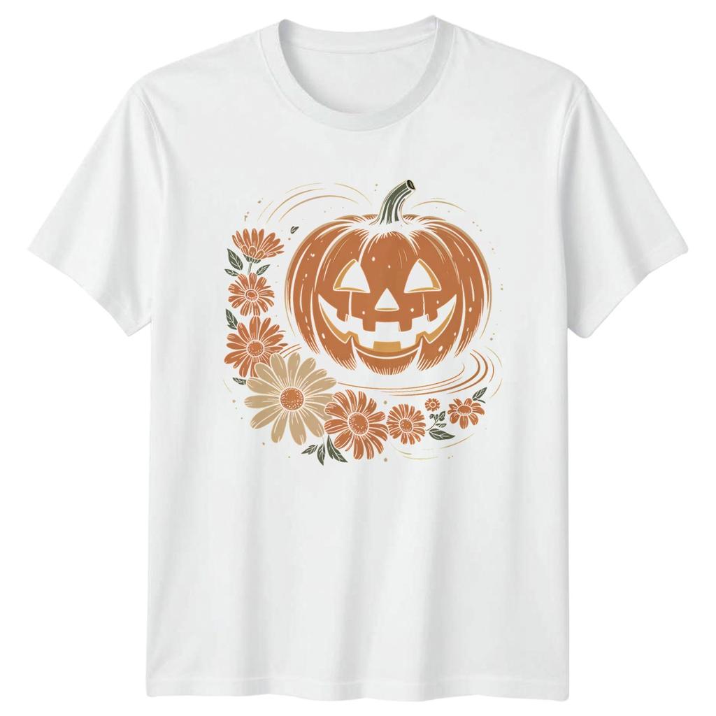 Whimsical Floral Jack O Lantern TShirt Autumnal Rustic Halloween Halloween Gift