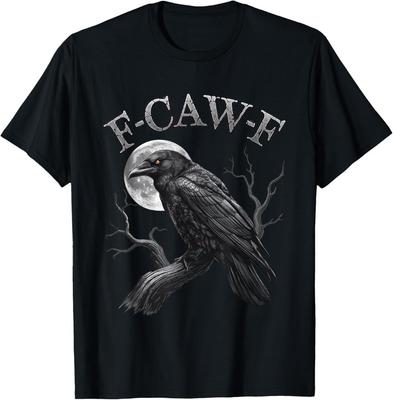Cuervo Negro, F-Caw-F Divertido Pájaro Negro luna Gótico Humor Adulto Camiseta