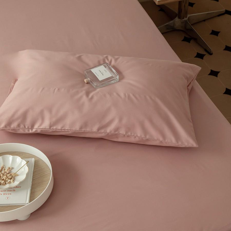Solid Color Cotton Fitted Sheet & Pillowcase Set - Single Bed Mattress Protector