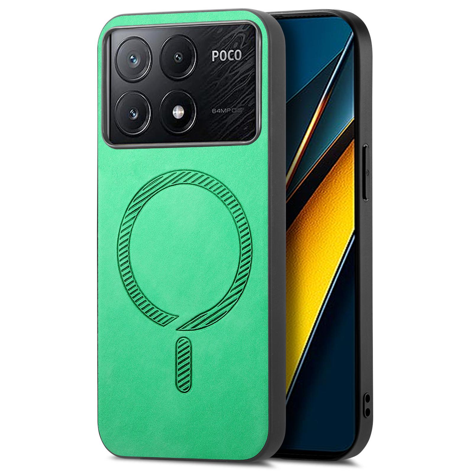 

Для Xiaomi Poco X6 Pro 5G/Redmi K70E 5G Кожаная задняя крышка Совместима с MagSafe Чехол для телефона с покрытием Skin-Touch Green