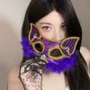 Halloween mask costume party with makeup costume-cosmetically transformed face mask, costume accessories,half-face lace-edged feather headpiece,mask