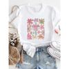 2025 Women's Top T-Shirt Printed Short Sleeve Cartoon Pattern Sweet Flower Trend 90s Fashion Casual Summer 90s Women's T-Shirt