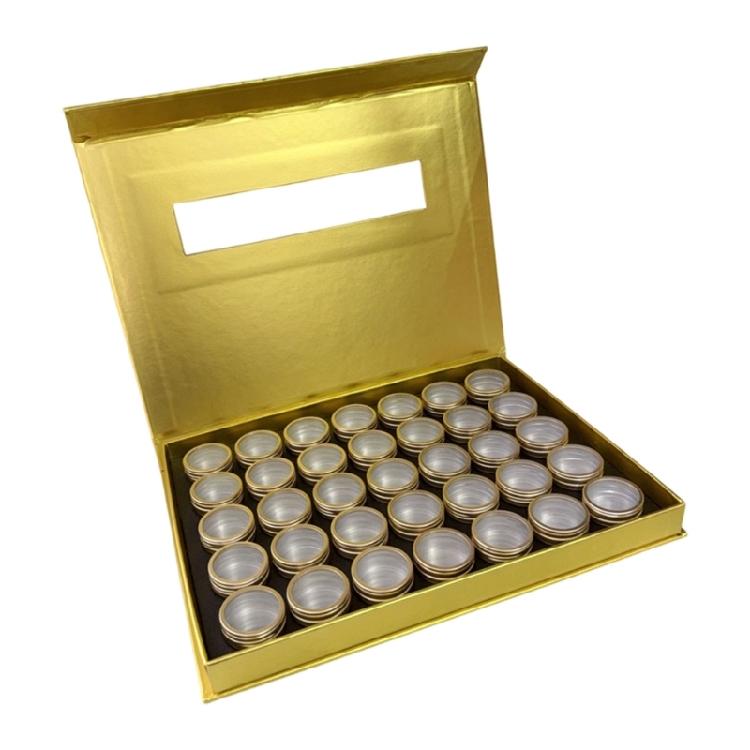 

Nail Art Container 35 Detachable Aluminum Trays Hardened Foam Base For Decoration Storage Box Lightweighted золотий