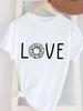 (Asian Size) Women's Top T Female Print Short Sleeve T-shirts Fashion flower letter O-neck Casual Clothing  Graphic Tee