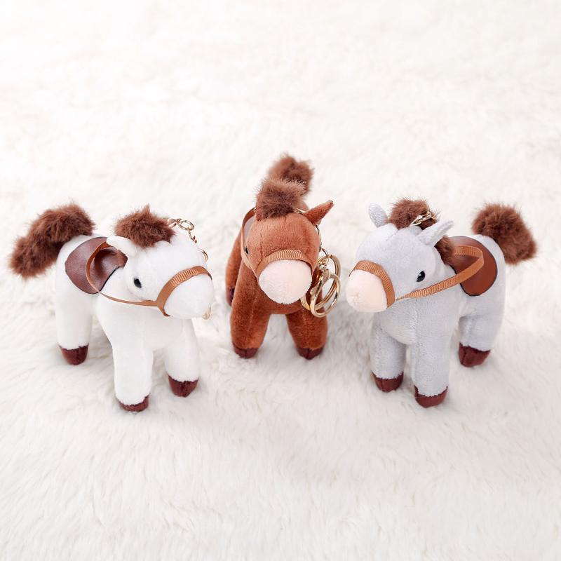 Niedliches Reins Pferd Mini Anhänger Schlüsselanhänger Plüschtier Kawaii Lebensechtes Tier Simulation Stoffpuppe Taschenanhänger Freund Kind Geschenk