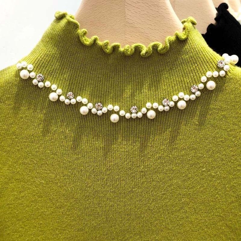 Sweater for Women Autumn Winter Thickened Warm Knitted Stretchy Long Sleeve High-neck Tops