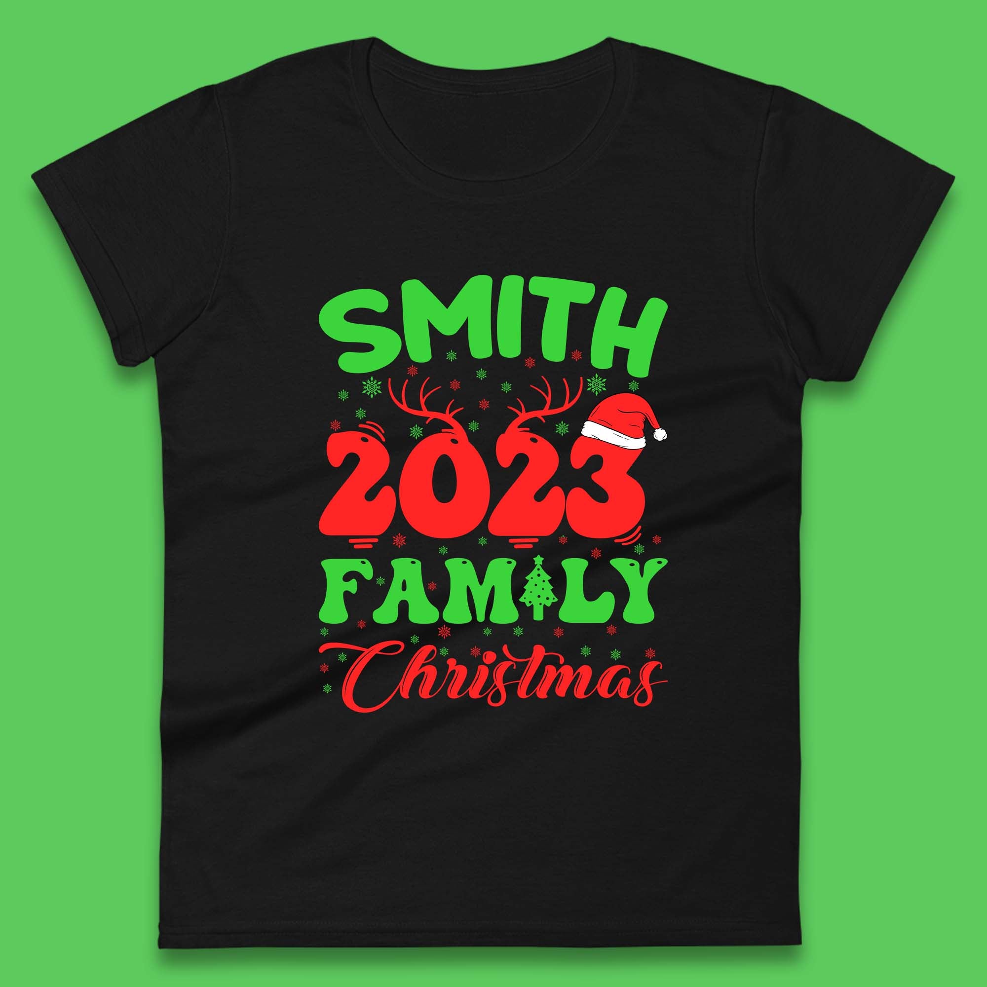 Personalised 2023 Family Christmas Your Name Xmas Matching Family Costume Womens Tee T Shirt Mens Tops Unisex Top 4XL