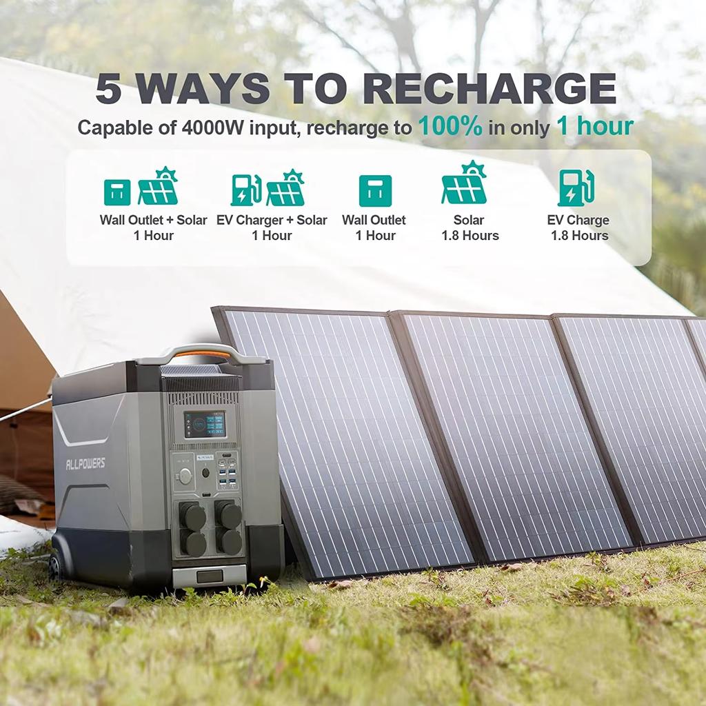 ALLPOWERS R4000 V2 Stazione di Alimentazione Portatile da 4000W 3600Wh Generatore Solare Batteria Espandibile con UPS per Campeggio Viaggio Interruzione di Corrente