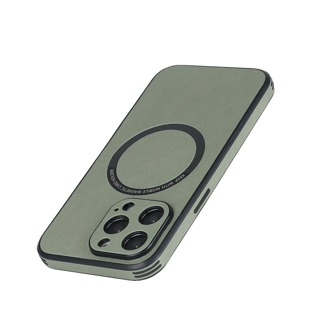 Apple 15 Leather Phone Case: Trendy, Magnetic, Anti-Fall, Wireless Charging.