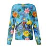 Women's Casual Long Sleeve Single Breasted Hawaiian Floral Print Nurse Jacket Cardigan Top Lightweight Comfortable Workwear