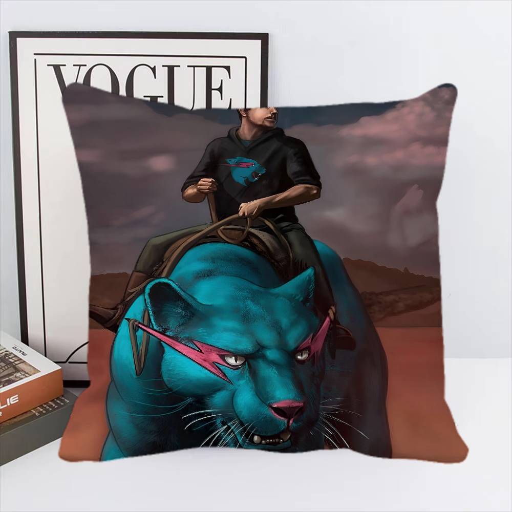 Game Blogger M-MrBeast Vintage Pillow Case Square Pillow Bedroom Sofa Leisure Comfort Cushion Car Home Decoration